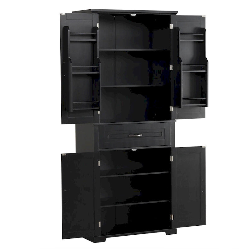 Tall Bathroom Storage Cabinet with 4 Doors, 1 Drawer and Adjustable Shelf