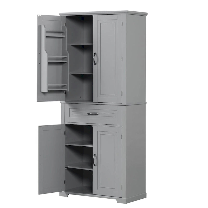 Tall Bathroom Storage Cabinet with 4 Doors, 1 Drawer and Adjustable Shelf