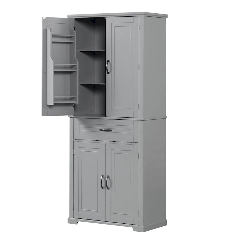 Tall Bathroom Storage Cabinet with 4 Doors, 1 Drawer and Adjustable Shelf