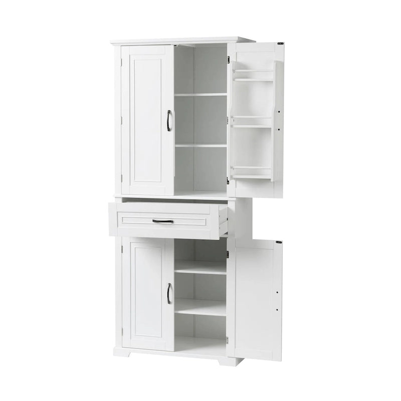 Tall Bathroom Storage Cabinet with 4 Doors, 1 Drawer and Adjustable Shelf