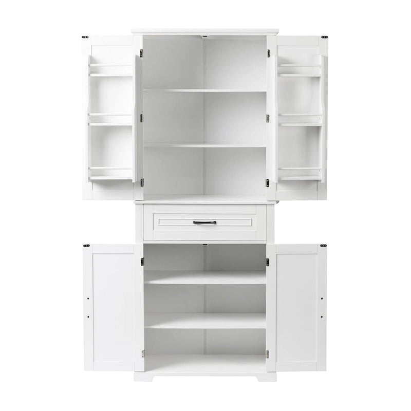 Tall Bathroom Storage Cabinet with 4 Doors, 1 Drawer and Adjustable Shelf
