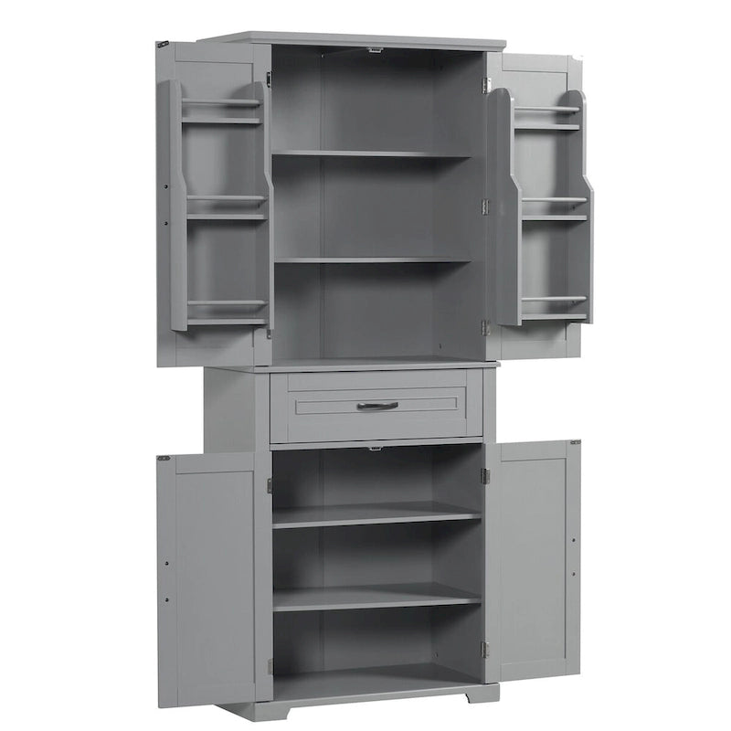 Tall Bathroom Storage Cabinet with 4 Doors, 1 Drawer and Adjustable Shelf