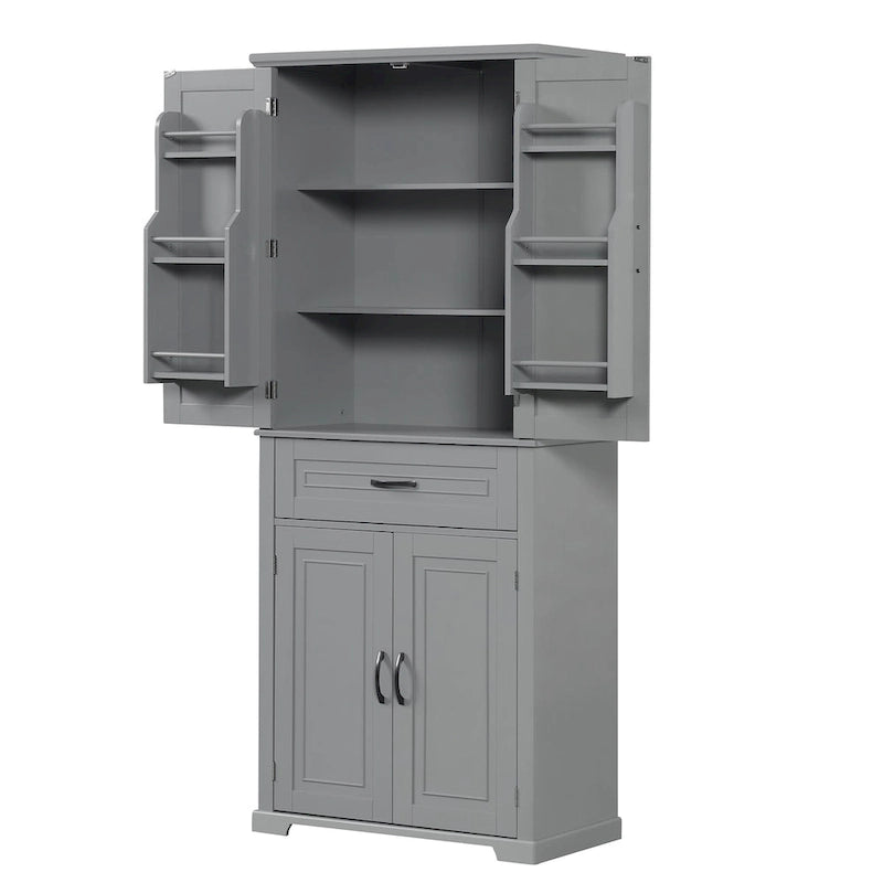 Tall Bathroom Storage Cabinet with 4 Doors, 1 Drawer and Adjustable Shelf