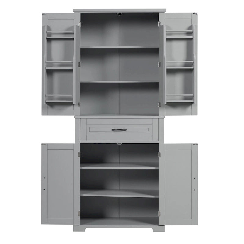 Tall Bathroom Storage Cabinet with 4 Doors, 1 Drawer and Adjustable Shelf