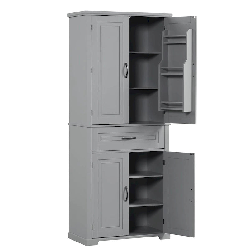 Tall Bathroom Storage Cabinet with 4 Doors, 1 Drawer and Adjustable Shelf