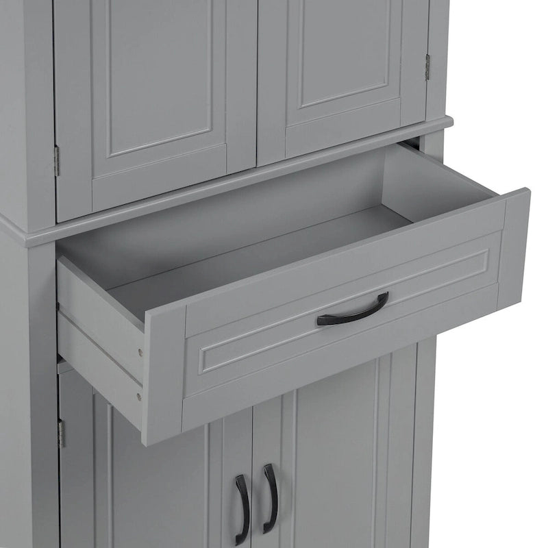 Tall Bathroom Storage Cabinet with 4 Doors, 1 Drawer and Adjustable Shelf
