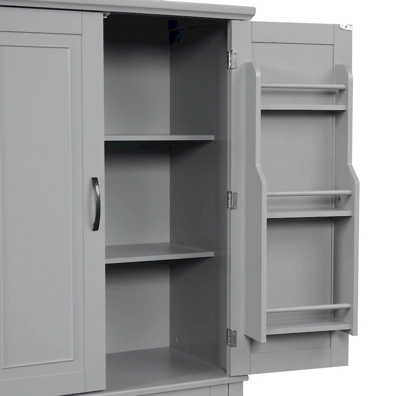 Tall Bathroom Storage Cabinet with 4 Doors, 1 Drawer and Adjustable Shelf