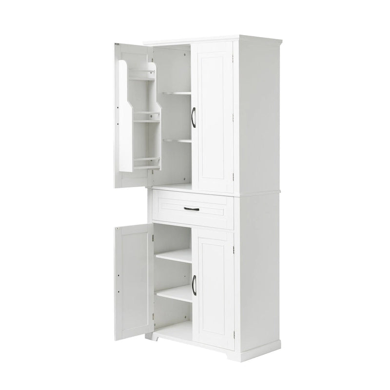 Tall Bathroom Storage Cabinet with 4 Doors, 1 Drawer and Adjustable Shelf