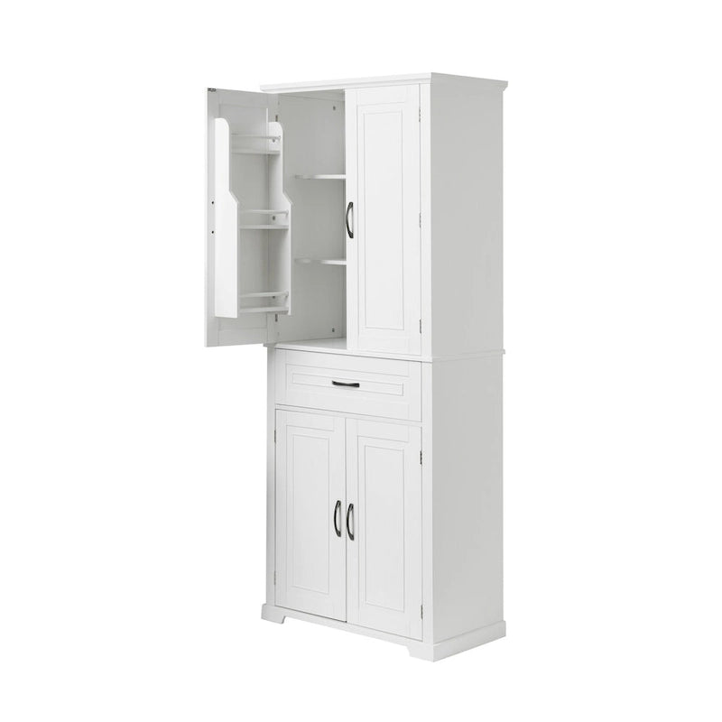 Tall Bathroom Storage Cabinet with 4 Doors, 1 Drawer and Adjustable Shelf