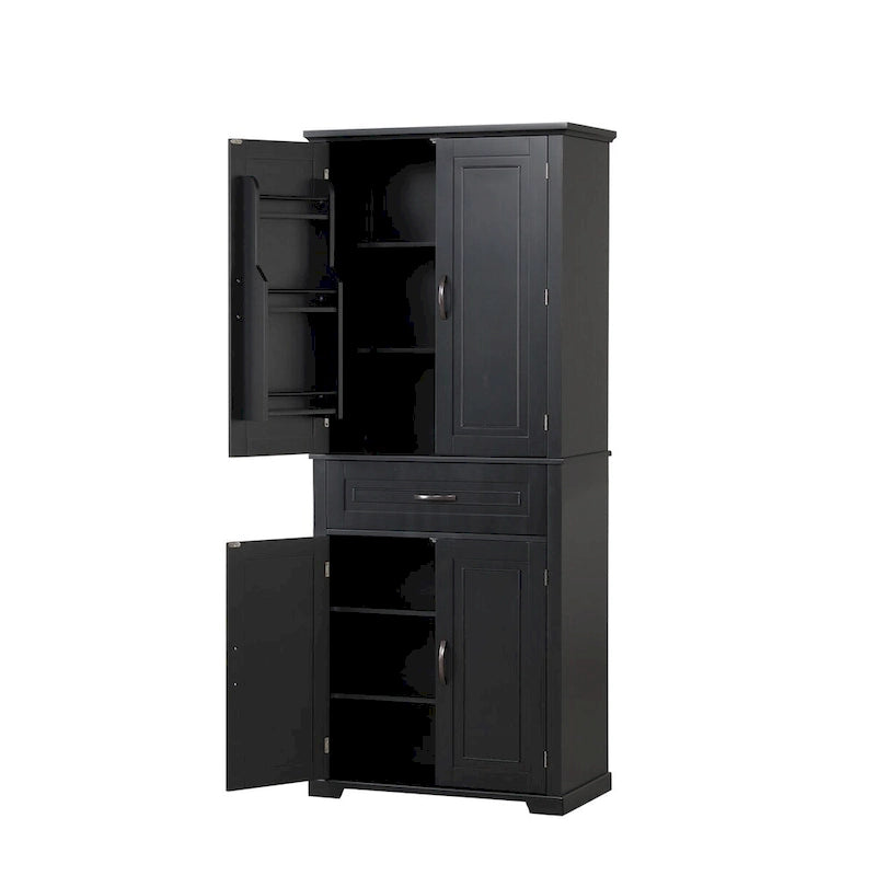Tall Bathroom Storage Cabinet with 4 Doors, 1 Drawer and Adjustable Shelf