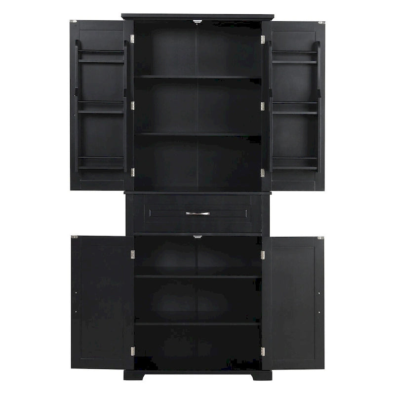 Tall Bathroom Storage Cabinet with 4 Doors, 1 Drawer and Adjustable Shelf