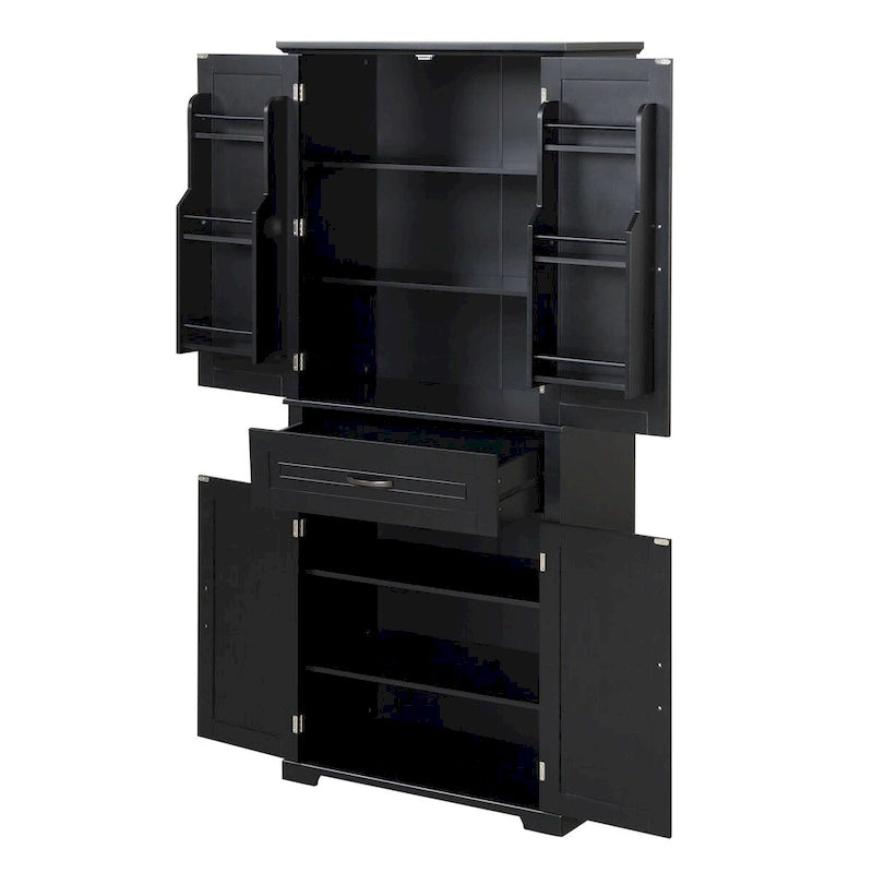 Tall Bathroom Storage Cabinet with 4 Doors, 1 Drawer and Adjustable Shelf