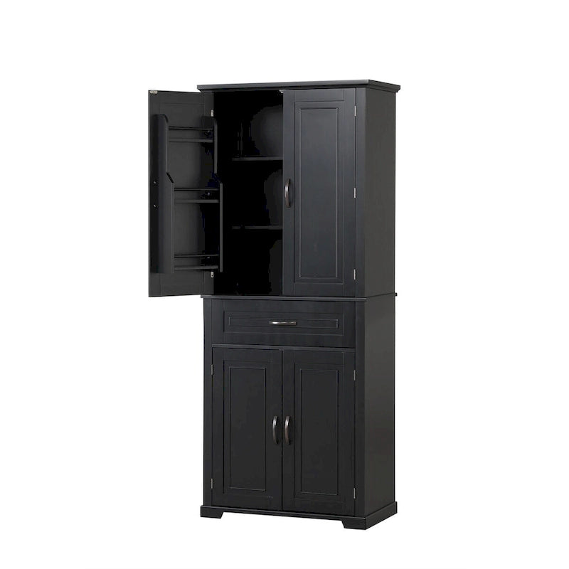 Tall Bathroom Storage Cabinet with 4 Doors, 1 Drawer and Adjustable Shelf