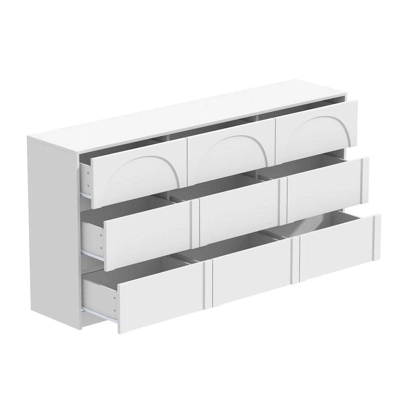 6-Drawer Dresser with Arch-Front Drawers, White Finish, 63-Inch Wide