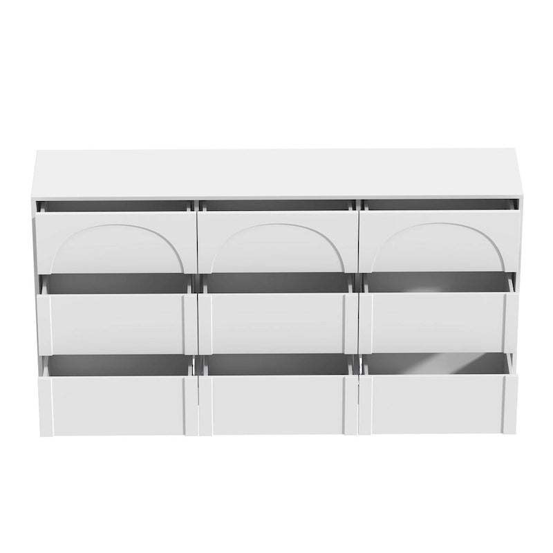6-Drawer Dresser with Arch-Front Drawers, White Finish, 63-Inch Wide