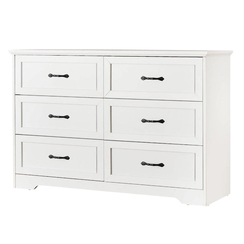 Rustic 6-Drawer Dresser with Wood Grain Finish and Anti-Tip Safety Device