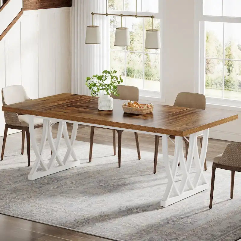 71-Inch Dining Table with Thick MDF Top and Curved Metal Legs