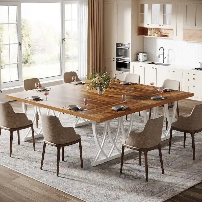 71-Inch Dining Table with Thick MDF Top and Curved Metal Legs
