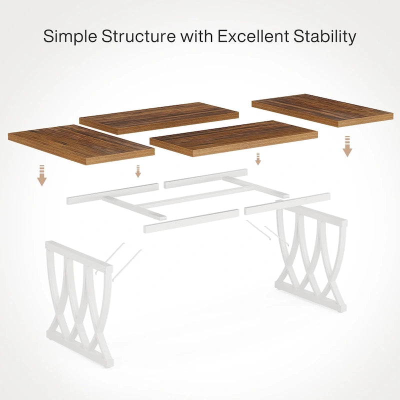 71-Inch Dining Table with Thick MDF Top and Curved Metal Legs